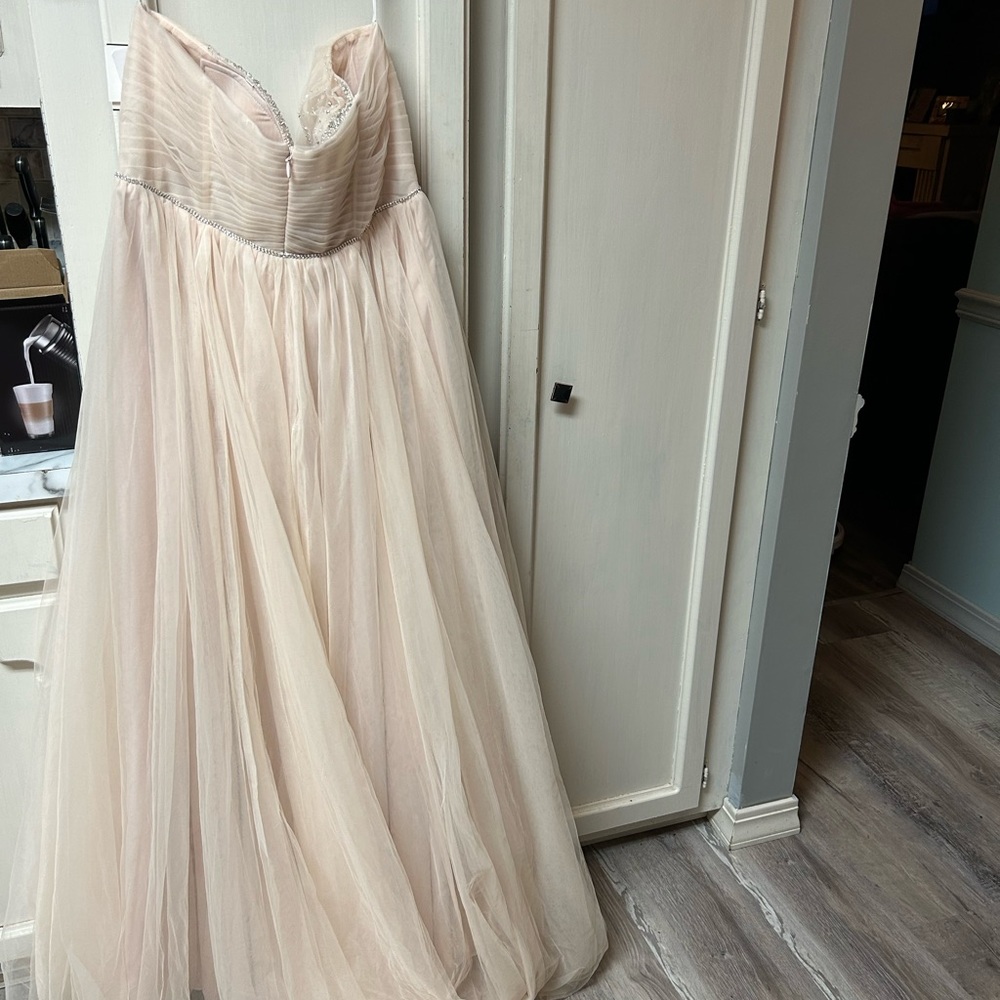 David’s Bridal. David’s Bridal studio wedding dress. Size 20W. Color Stone - Picture 6 of 11